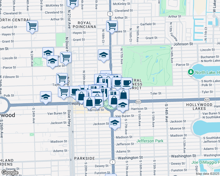 map of restaurants, bars, coffee shops, grocery stores, and more near 1817 North Young Circle in Hollywood