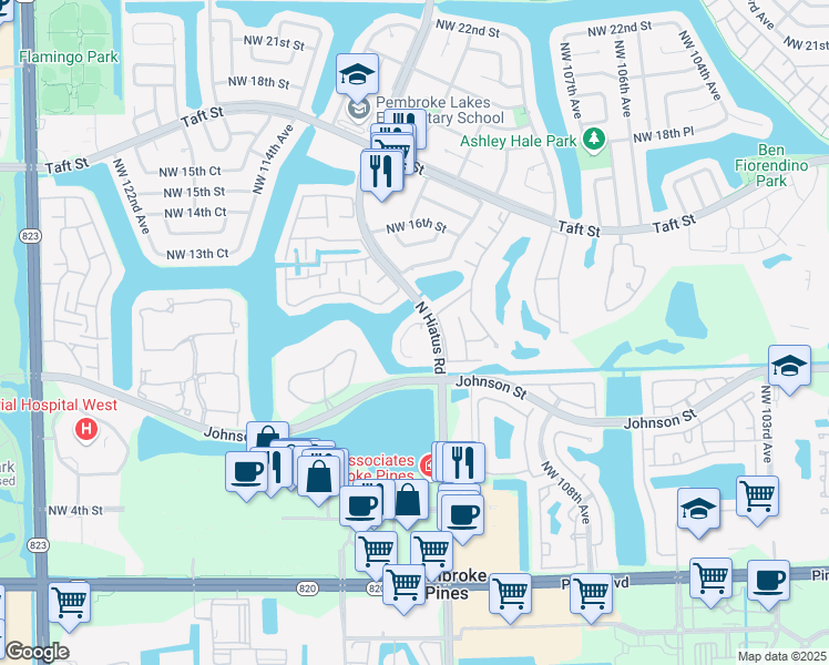 map of restaurants, bars, coffee shops, grocery stores, and more near 167 East Pierpoint in Pembroke Pines