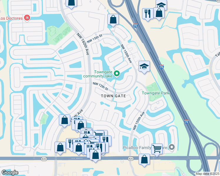 map of restaurants, bars, coffee shops, grocery stores, and more near 1230 Northwest 157th Avenue in Pembroke Pines