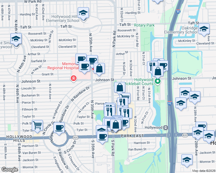 map of restaurants, bars, coffee shops, grocery stores, and more near 752 North Crescent Drive in Hollywood