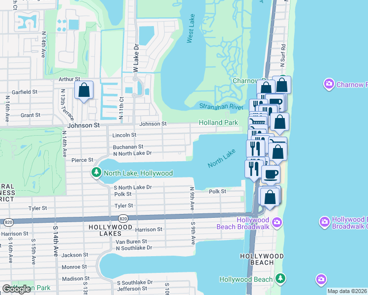 map of restaurants, bars, coffee shops, grocery stores, and more near 945 North 9th Avenue in Hollywood