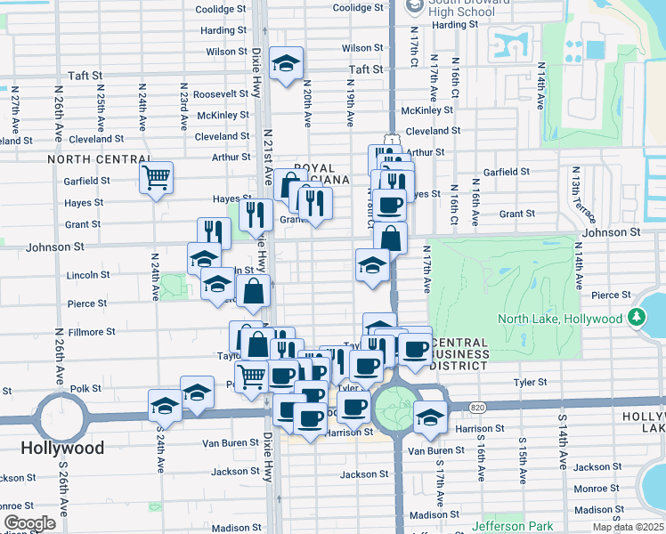 map of restaurants, bars, coffee shops, grocery stores, and more near 1943 Buchanan Street in Hollywood