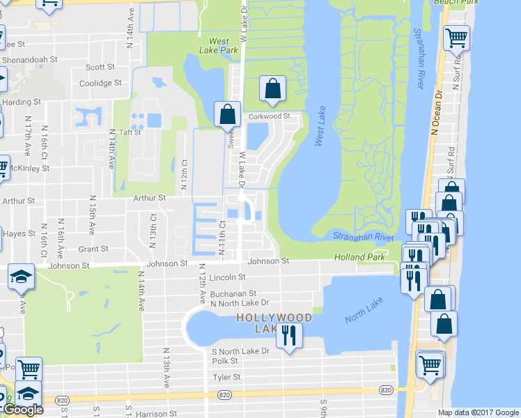map of restaurants, bars, coffee shops, grocery stores, and more near 1224 Weeping Willow Way in Hollywood