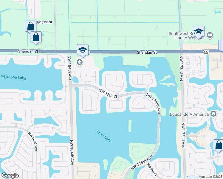 map of restaurants, bars, coffee shops, grocery stores, and more near 1827 Northwest 182nd Avenue in Pembroke Pines