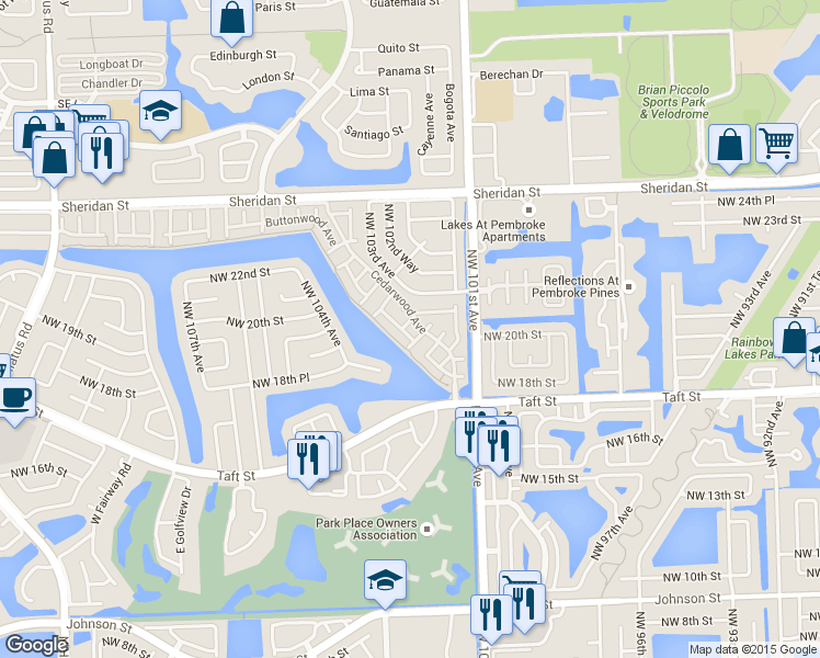 map of restaurants, bars, coffee shops, grocery stores, and more near 1890 Sea Grape Avenue in Pembroke Pines