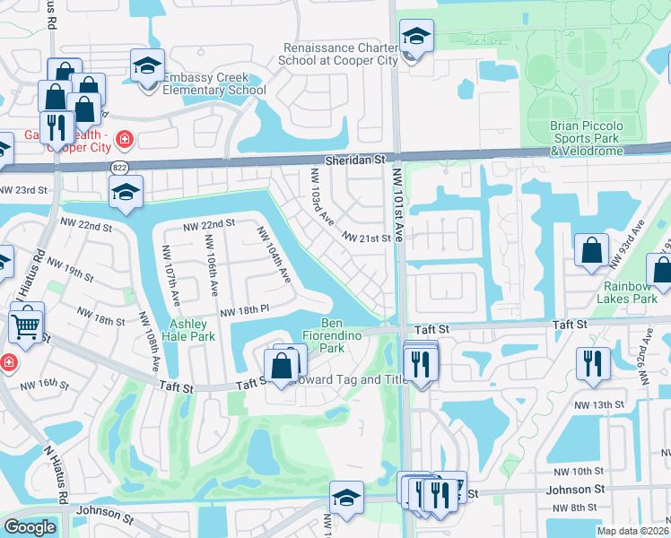 map of restaurants, bars, coffee shops, grocery stores, and more near 1890 Sea Grape Avenue in Pembroke Pines