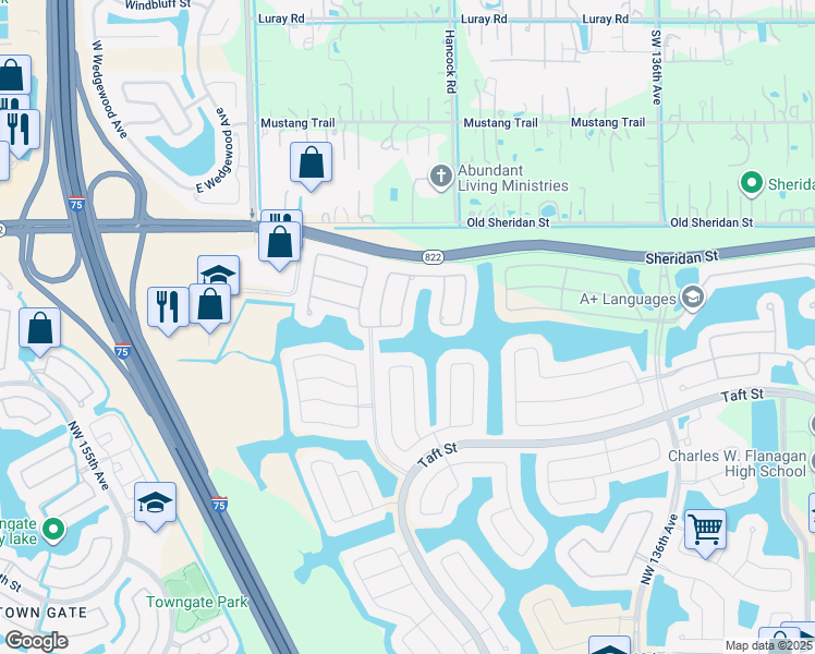 map of restaurants, bars, coffee shops, grocery stores, and more near 2005 Northwest 140th Avenue in Pembroke Pines