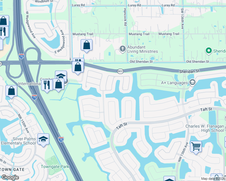 map of restaurants, bars, coffee shops, grocery stores, and more near 2005 Northwest 140th Avenue in Pembroke Pines