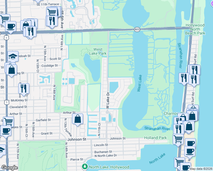 map of restaurants, bars, coffee shops, grocery stores, and more near 1130 Lemonwood Street in Hollywood