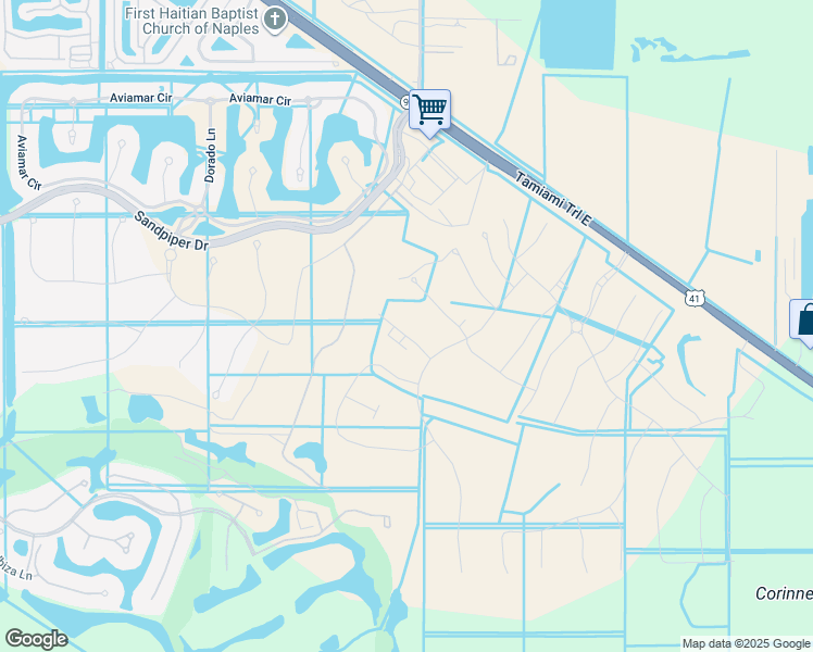 map of restaurants, bars, coffee shops, grocery stores, and more near 2201 Duda Road in Naples