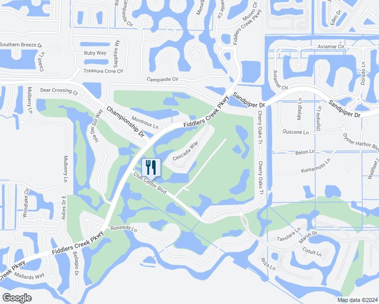 map of restaurants, bars, coffee shops, grocery stores, and more near 9022 Cascada Way in Naples