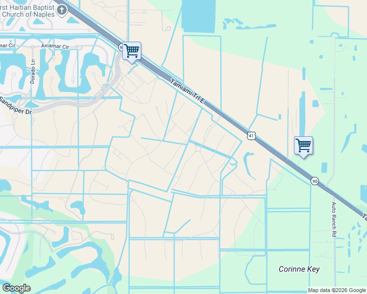 map of restaurants, bars, coffee shops, grocery stores, and more near 15000 Tamiami Trail East in Naples