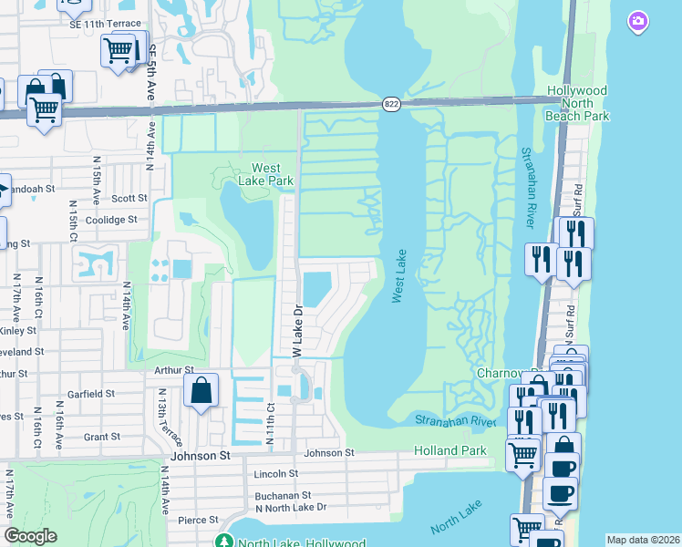 map of restaurants, bars, coffee shops, grocery stores, and more near 955 Lemonwood Court in Hollywood