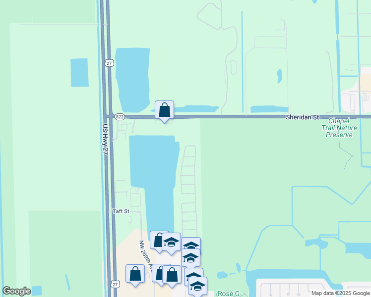 map of restaurants, bars, coffee shops, grocery stores, and more near 2208 Northwest 208th Way in Pembroke Pines