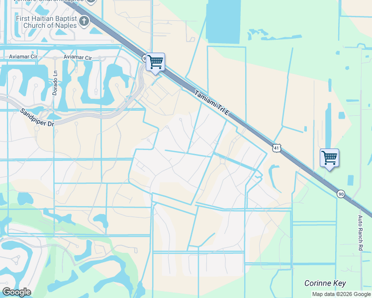 map of restaurants, bars, coffee shops, grocery stores, and more near 15000 Tamiami Trail East in Naples