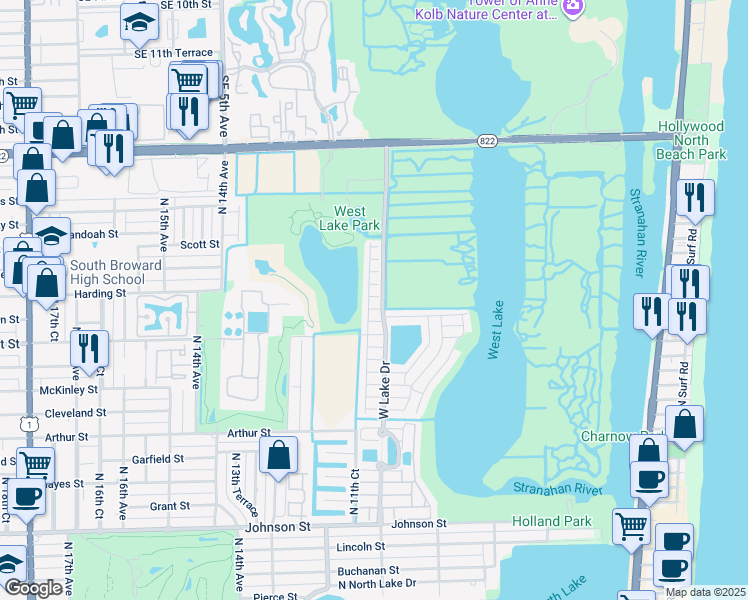 map of restaurants, bars, coffee shops, grocery stores, and more near 1130 Chestnut Lane in Hollywood