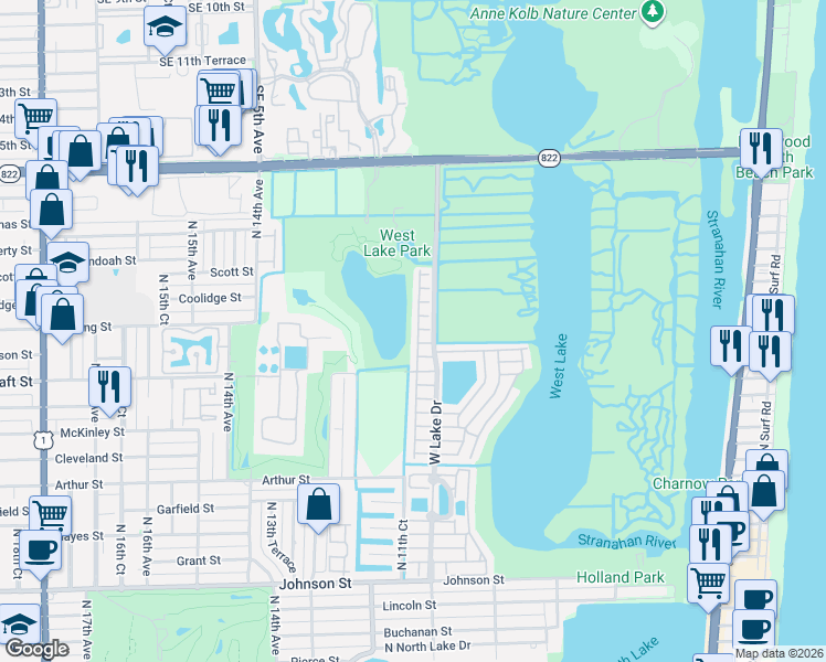map of restaurants, bars, coffee shops, grocery stores, and more near 1130 Chestnut Lane in Hollywood