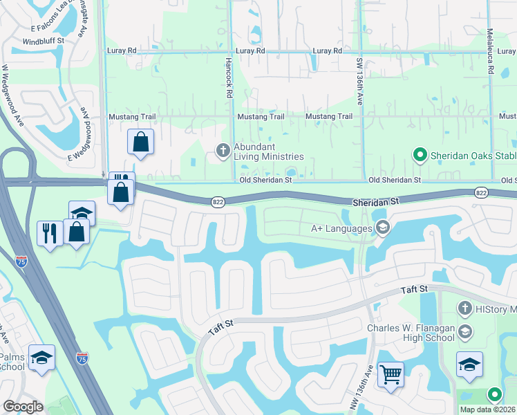 map of restaurants, bars, coffee shops, grocery stores, and more near 2178 Northwest 138th Terrace in Pembroke Pines