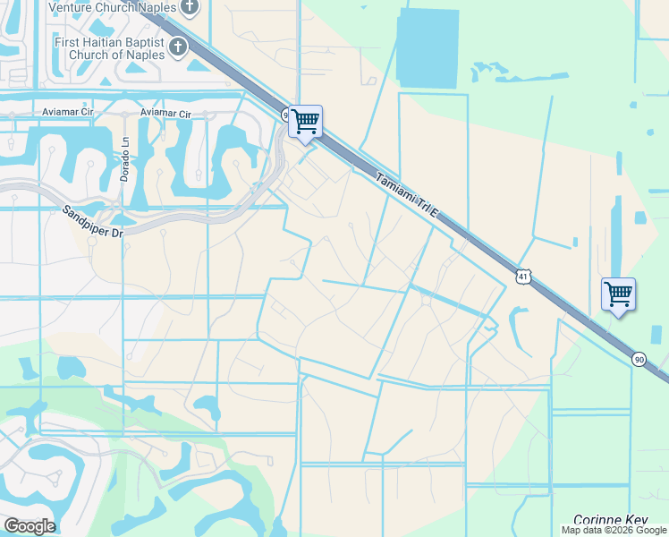 map of restaurants, bars, coffee shops, grocery stores, and more near 15000 Tamiami Trail East in Naples
