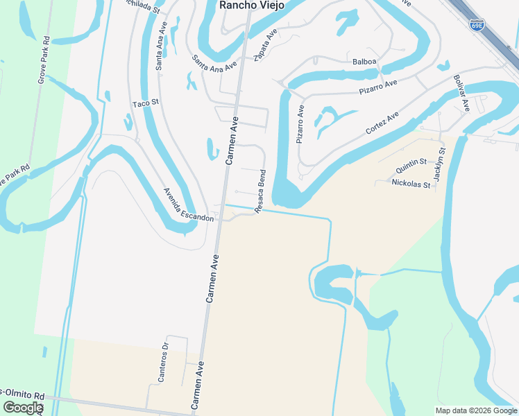 map of restaurants, bars, coffee shops, grocery stores, and more near 187 Resaca Bend in Rancho Viejo