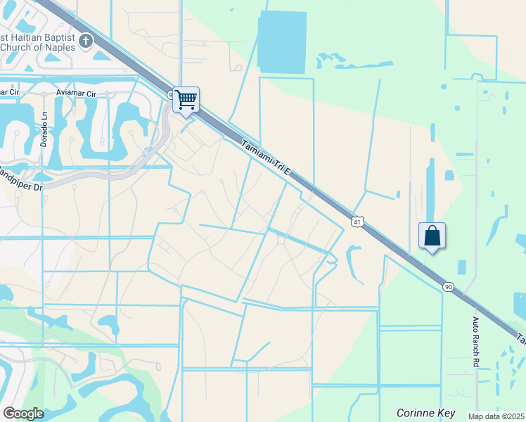 map of restaurants, bars, coffee shops, grocery stores, and more near 14602-14852 Tamiami Trail East in Naples