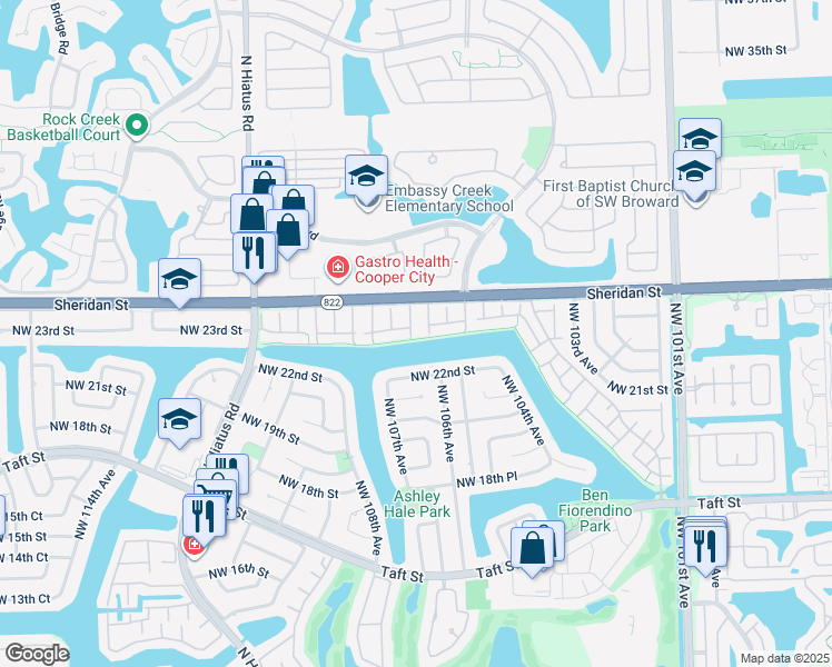 map of restaurants, bars, coffee shops, grocery stores, and more near 2251 Dogwood Court in Pembroke Pines