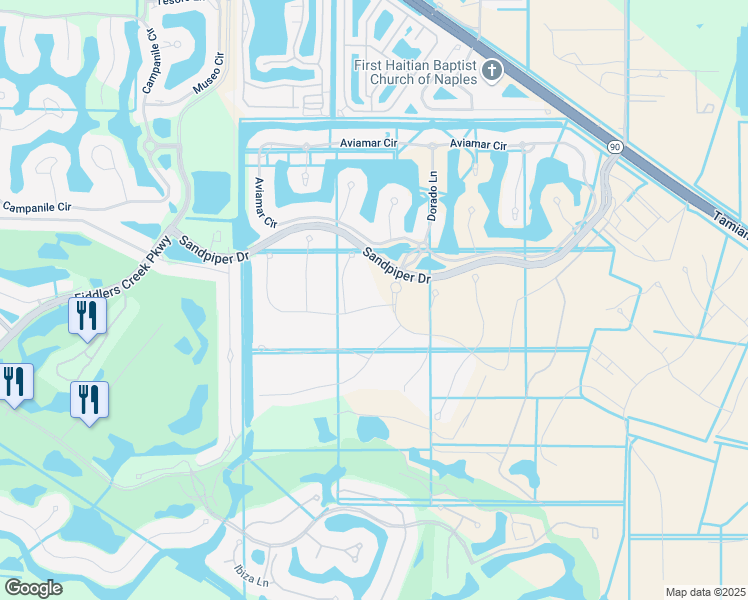 map of restaurants, bars, coffee shops, grocery stores, and more near 3190 Olympia Lane in Naples