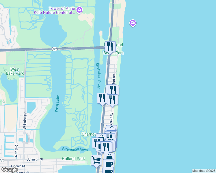 map of restaurants, bars, coffee shops, grocery stores, and more near 314 Missouri Street in Hollywood