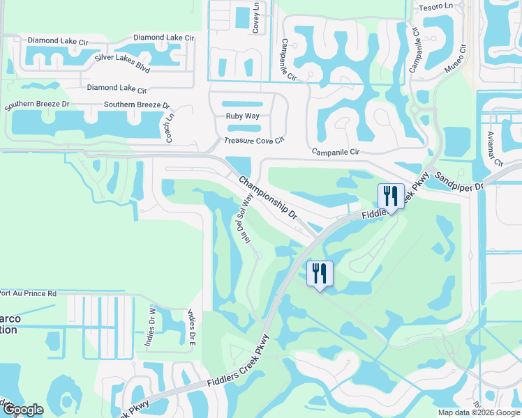 map of restaurants, bars, coffee shops, grocery stores, and more near 3855 Cotton Green Path Drive in Naples
