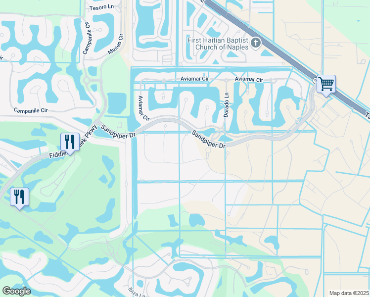 map of restaurants, bars, coffee shops, grocery stores, and more near 3190 Olympia Lane in Naples