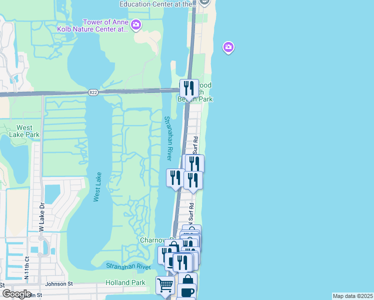 map of restaurants, bars, coffee shops, grocery stores, and more near 314 Missouri Street in Hollywood