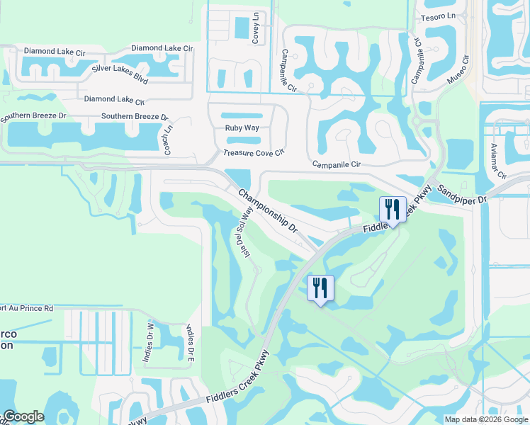 map of restaurants, bars, coffee shops, grocery stores, and more near 3855 Cotton Green Path Drive in Naples