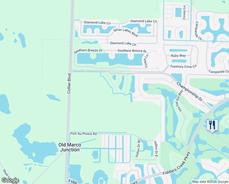 map of restaurants, bars, coffee shops, grocery stores, and more near 4655 Hawks Nest Way in Naples