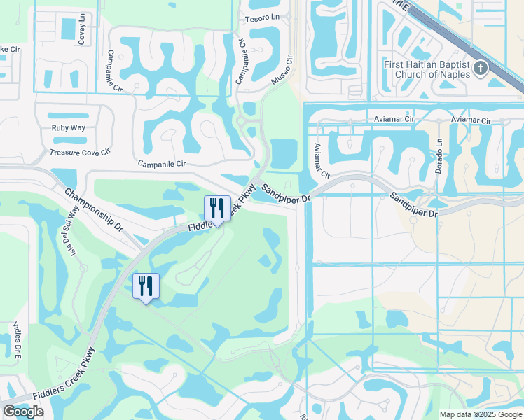 map of restaurants, bars, coffee shops, grocery stores, and more near 9142 Cherry Oaks Lane in Naples