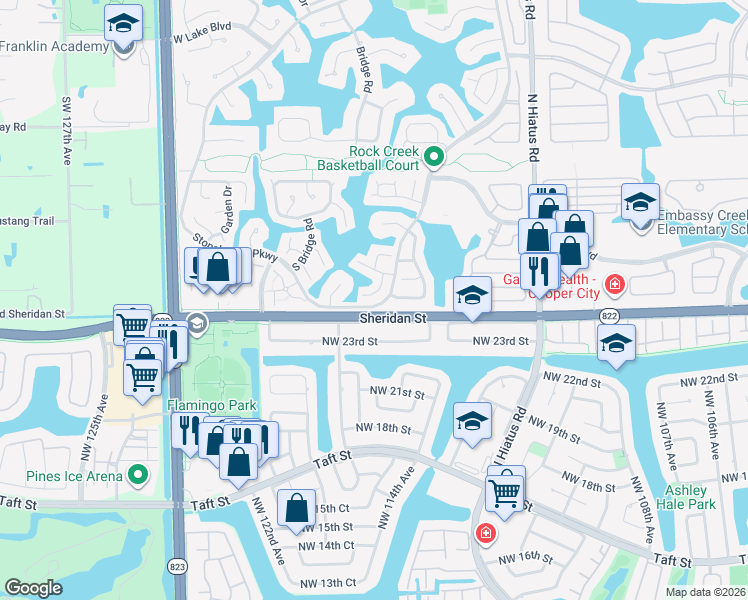 map of restaurants, bars, coffee shops, grocery stores, and more near 11740 Kimmie Drive in Hollywood