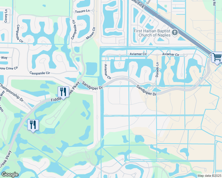 map of restaurants, bars, coffee shops, grocery stores, and more near 3341 Quilcene Lane in Naples