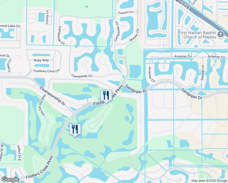 map of restaurants, bars, coffee shops, grocery stores, and more near 3711 Mahogany Bend Drive in Naples
