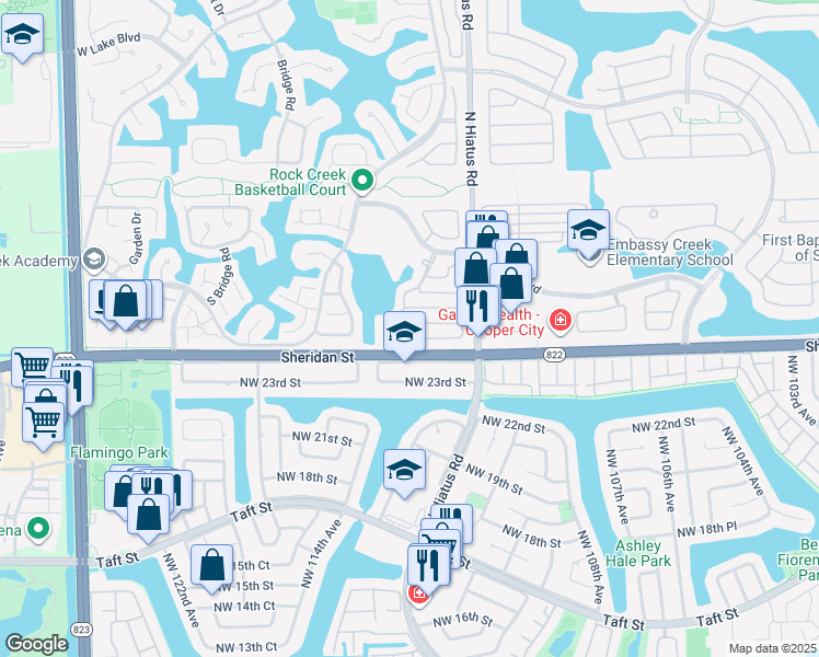 map of restaurants, bars, coffee shops, grocery stores, and more near 11312 Roundelay Road in Hollywood