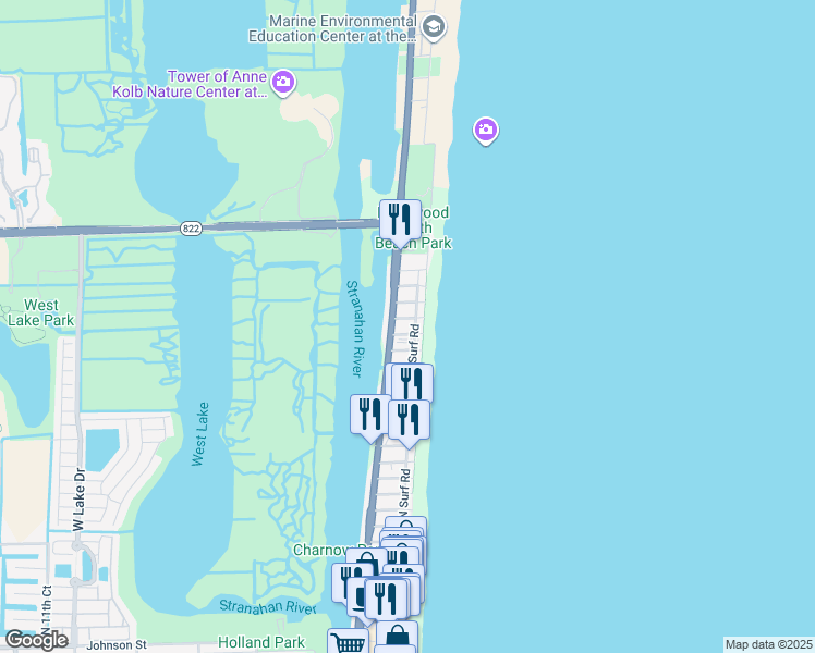 map of restaurants, bars, coffee shops, grocery stores, and more near 311 Liberty Street in Hollywood