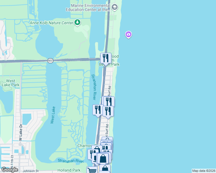 map of restaurants, bars, coffee shops, grocery stores, and more near 311 Liberty Street in Hollywood
