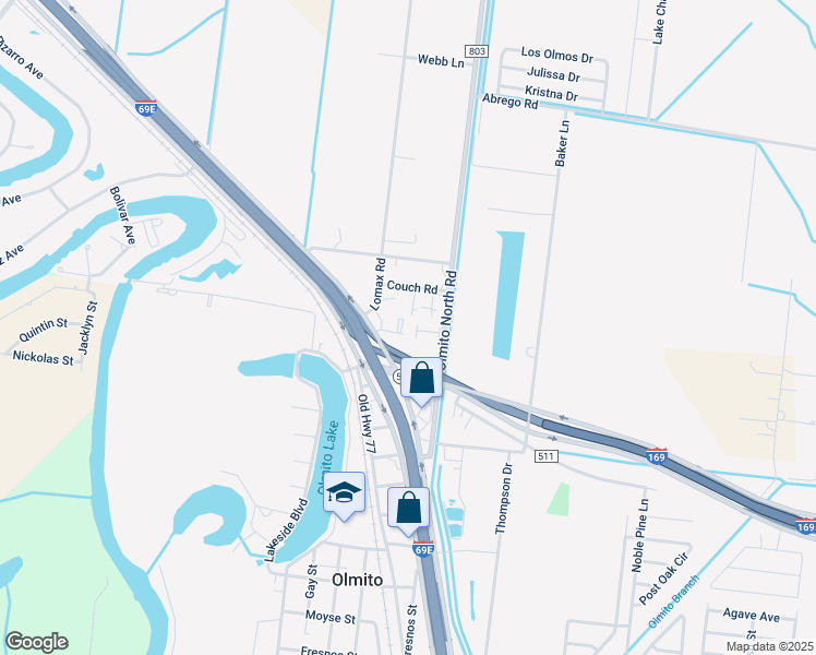 map of restaurants, bars, coffee shops, grocery stores, and more near 36350 Olmito North Road in Los Fresnos