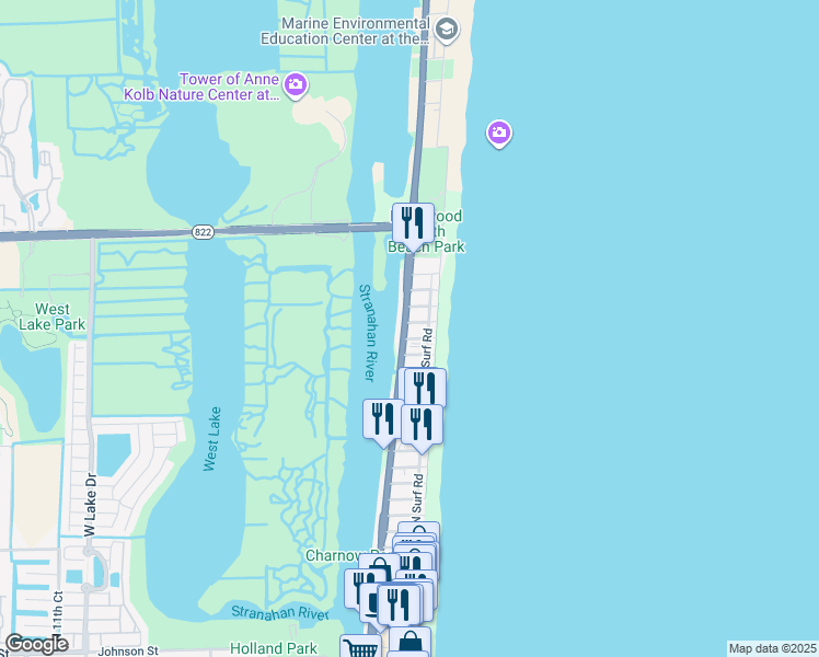 map of restaurants, bars, coffee shops, grocery stores, and more near 311 Liberty Street in Hollywood