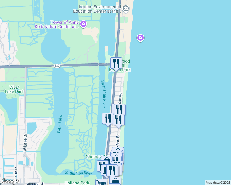 map of restaurants, bars, coffee shops, grocery stores, and more near 311 Liberty Street in Hollywood