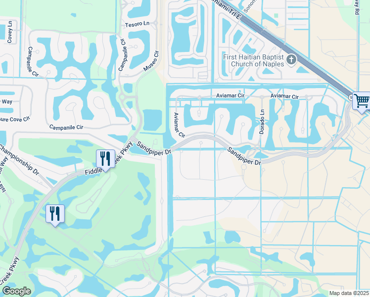 map of restaurants, bars, coffee shops, grocery stores, and more near 3341 Quilcene Lane in Naples