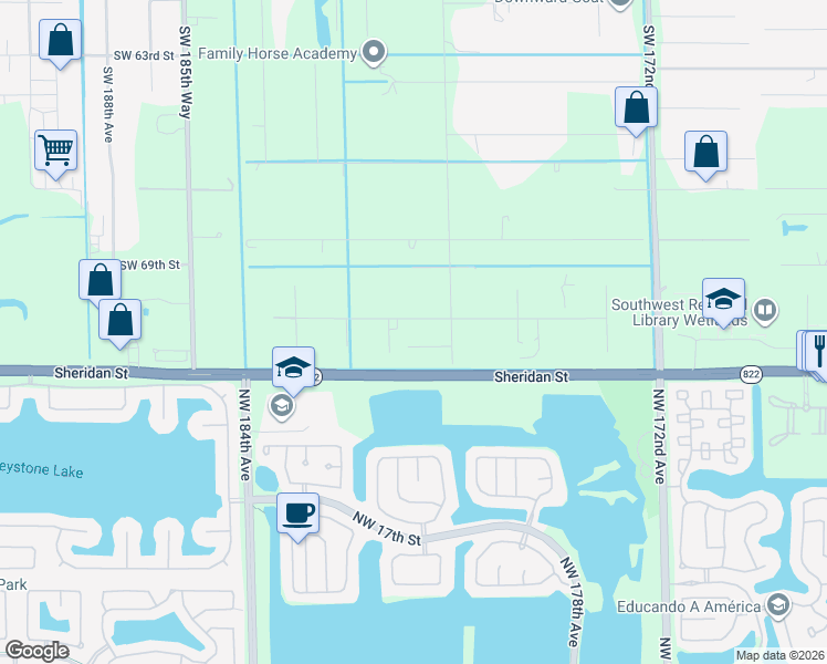 map of restaurants, bars, coffee shops, grocery stores, and more near 17840 Southwest 70th Place in Southwest Ranches
