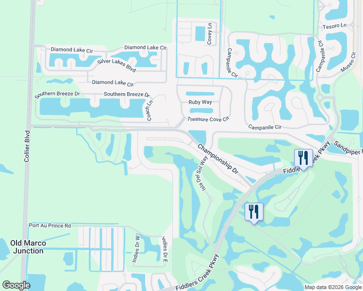 map of restaurants, bars, coffee shops, grocery stores, and more near 3940 Deer Crossing Court in Naples