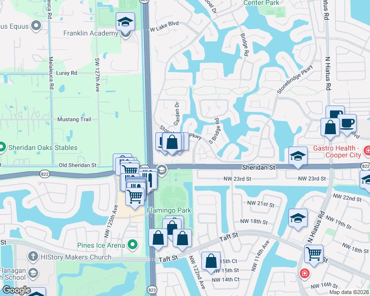 map of restaurants, bars, coffee shops, grocery stores, and more near 2557 Lakeview Court in Hollywood