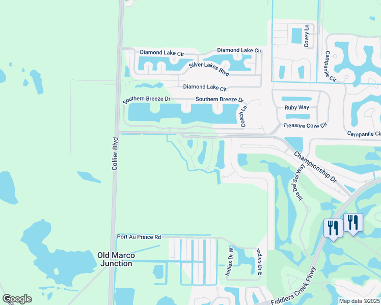 map of restaurants, bars, coffee shops, grocery stores, and more near 4670 Hawks Nest Way in Naples