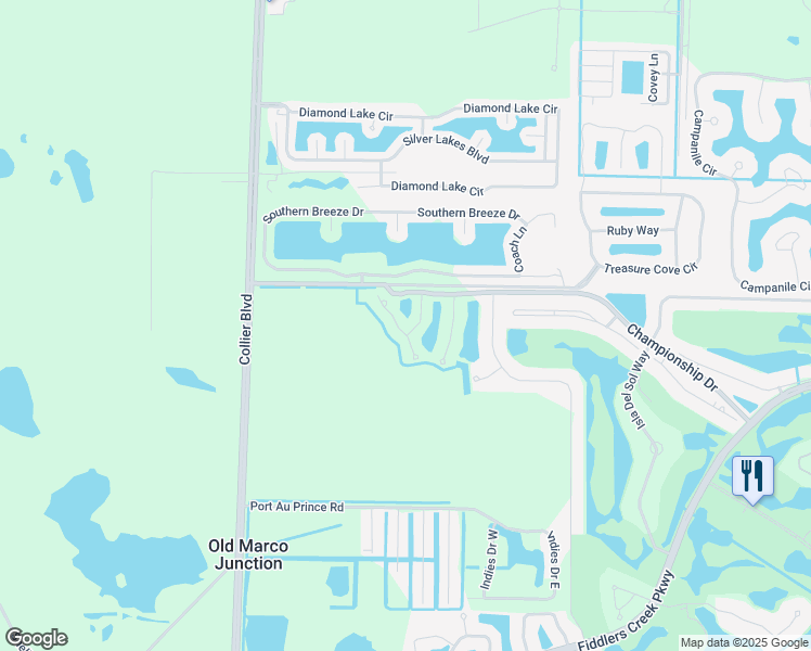 map of restaurants, bars, coffee shops, grocery stores, and more near 4665 Hawks Nest Way in Naples