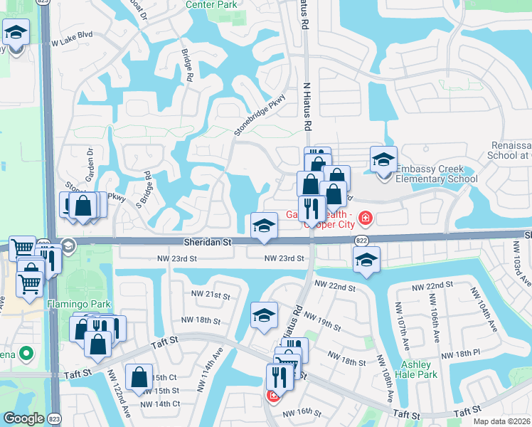 map of restaurants, bars, coffee shops, grocery stores, and more near 11318 Rhapsody Road in Hollywood